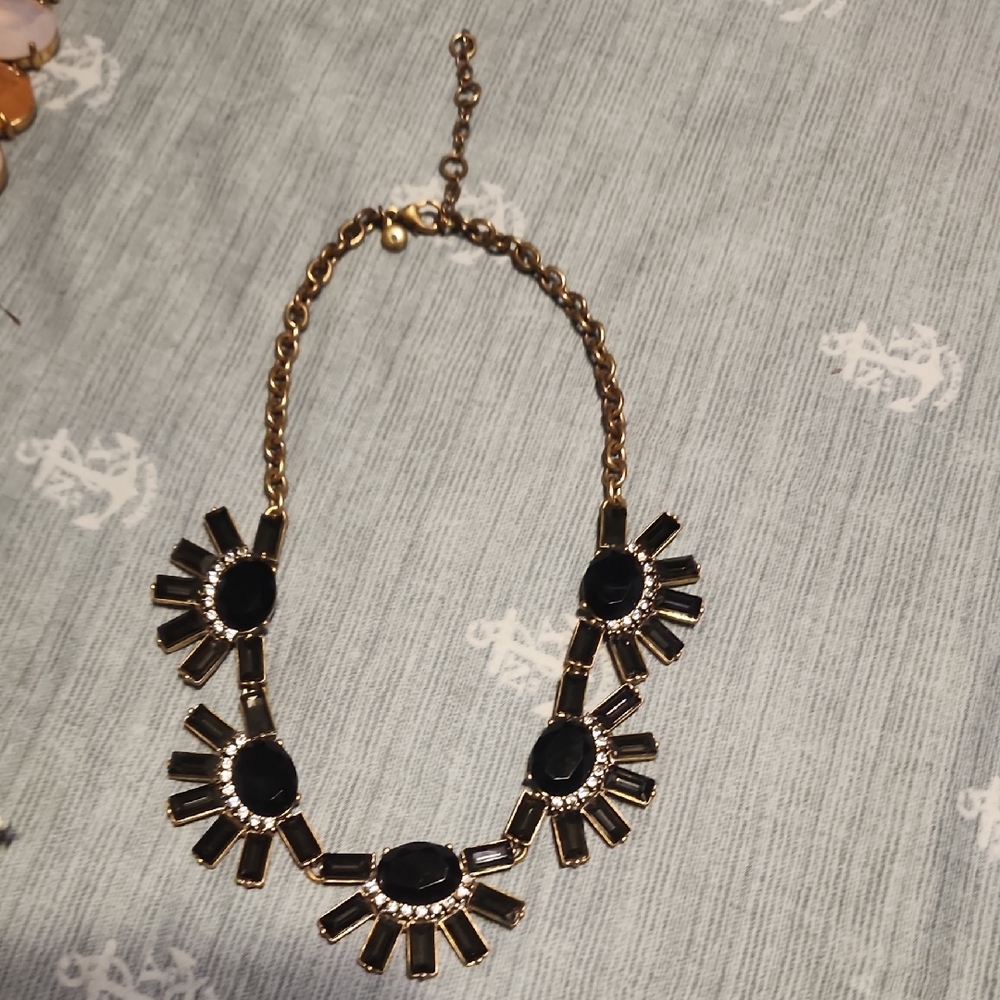 J Crew Elegant Navy Blue and Gold Necklace Used